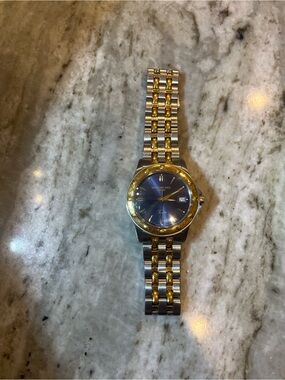 Raymond Weil Two-Tone Gold and Silver Bracelet Watch with Blue Dial